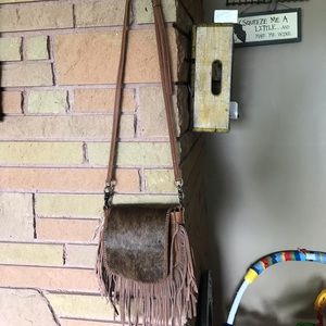 Hide & Fringe cross body purse